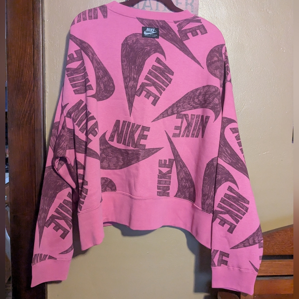 Nike Fushia Pink and Purple All Over Logo Sweatshirt Sportswear Women's 3x New - Picture 4 of 12